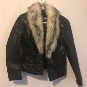 Maxima Wilson’s Leather cropped jacket faux fur